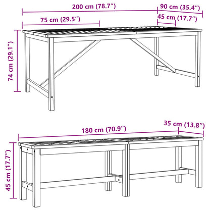 Garten Essgruppe 3 pcs Braun Massivholz Akazie