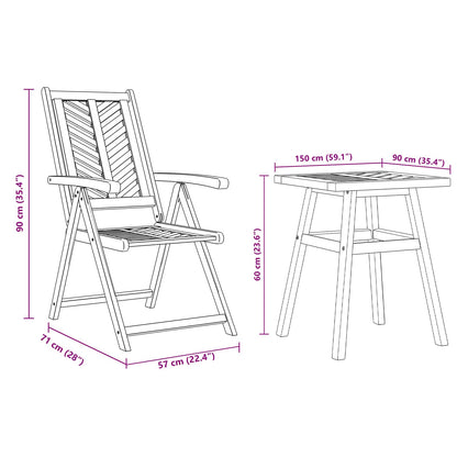 vidaXL Garten Essgruppe 3 pcs Braun Massivholz Akazie