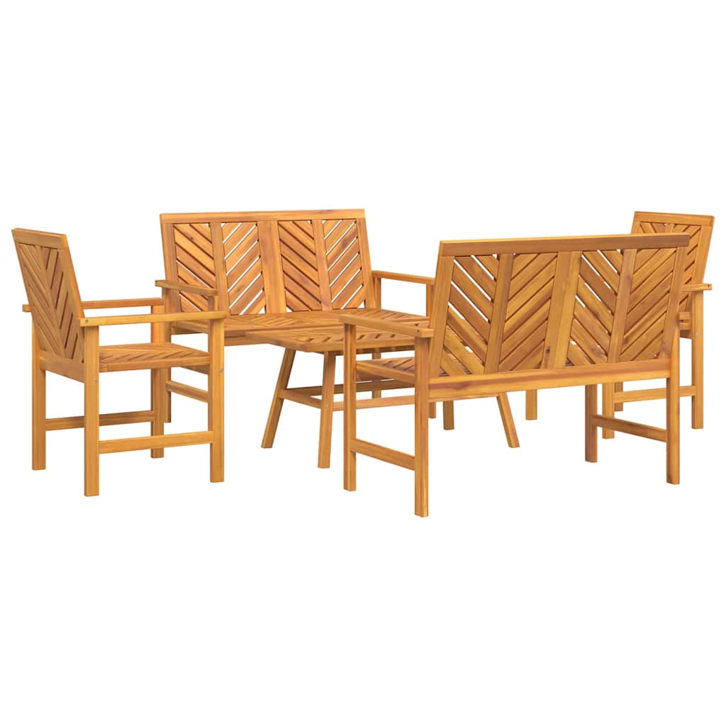 Garten-Lounge-Set 5 pcs Braun Massivholz Akazie