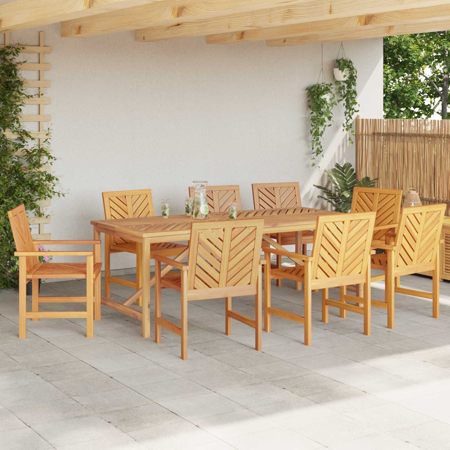 vidaXL Esszimmerstuhl 8 pcs Natur 62,5 x 59 x 89 cm Massivholz Akazie