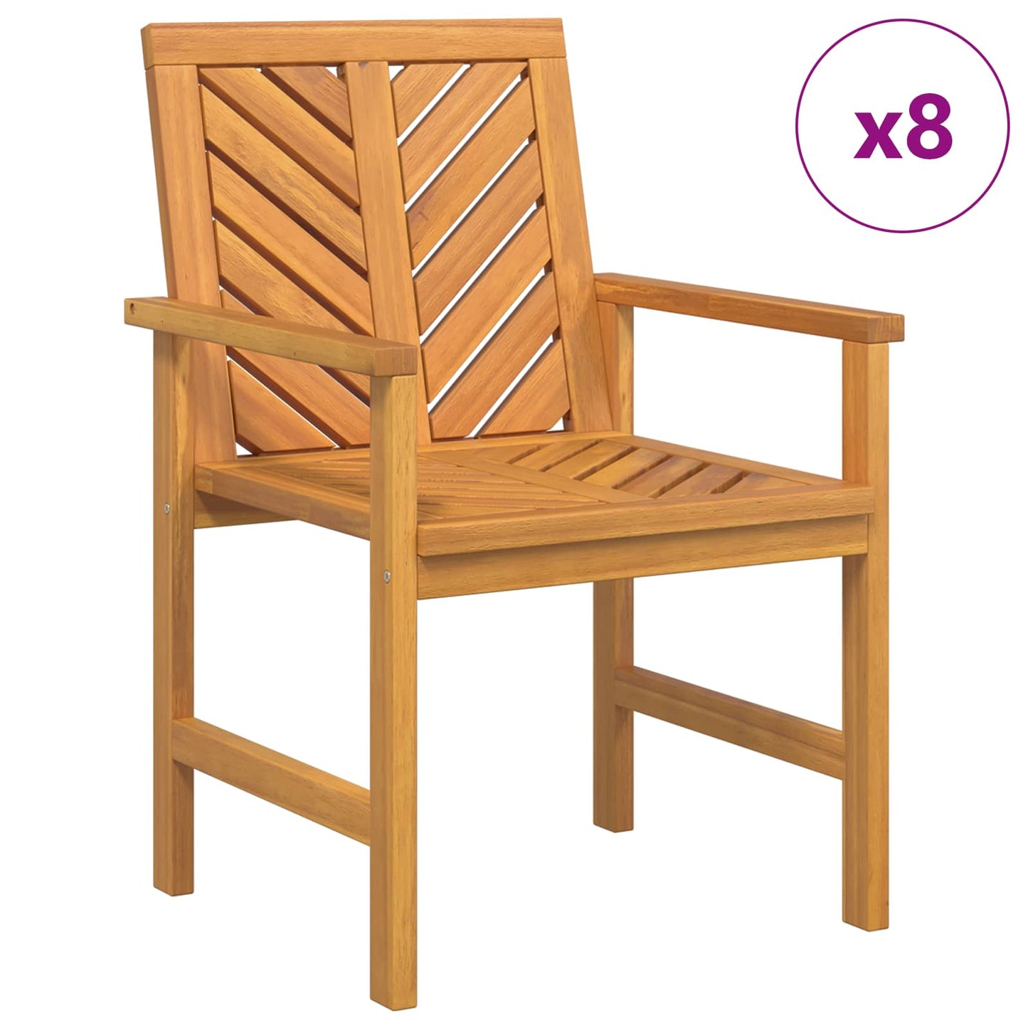 vidaXL Esszimmerstuhl 8 pcs Natur 62,5 x 59 x 89 cm Massivholz Akazie