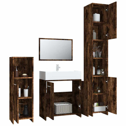 vidaXL 4-tlg. Badmöbel-Set Räuchereiche Holzwerkstoff