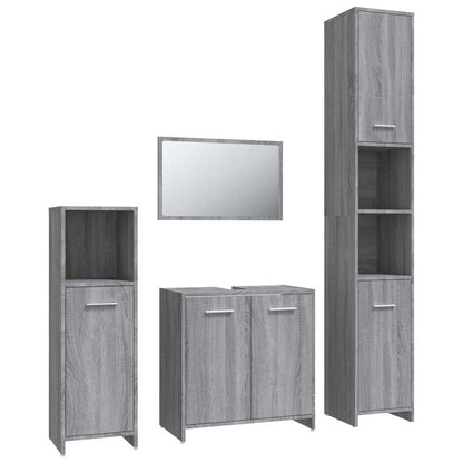 vidaXL 4-tlg. Badmöbel-Set Grau Sonoma Holzwerkstoff