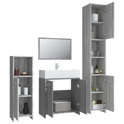 vidaXL 4-tlg. Badmöbel-Set Grau Sonoma Holzwerkstoff