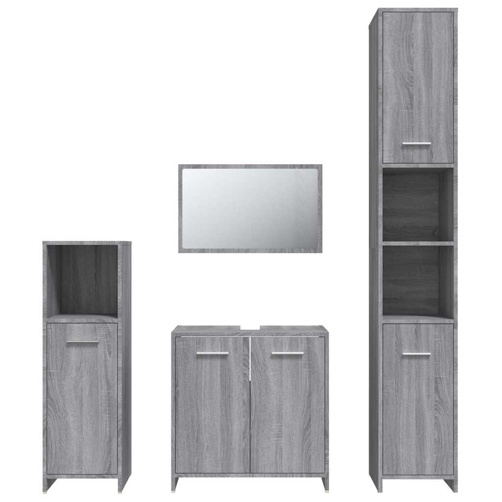 vidaXL 4-tlg. Badmöbel-Set Grau Sonoma Holzwerkstoff