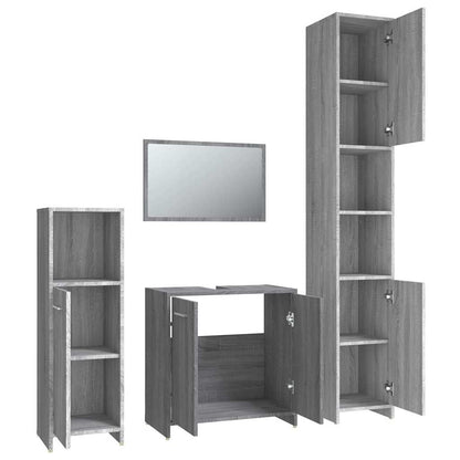 vidaXL 4-tlg. Badmöbel-Set Grau Sonoma Holzwerkstoff