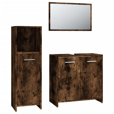 vidaXL Ensemble de meubles de salle de bain 3 pièces Chêne fumé Bois d'ingénierie
