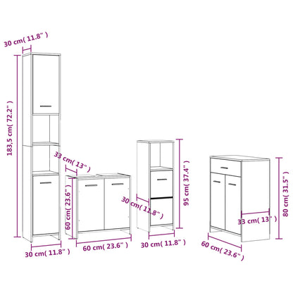 vidaXL 4-tlg. Badmöbel-Set Räuchereiche Holzwerkstoff