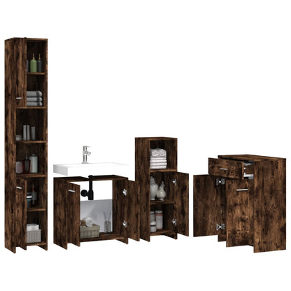 vidaXL 4-tlg. Badmöbel-Set Räuchereiche Holzwerkstoff