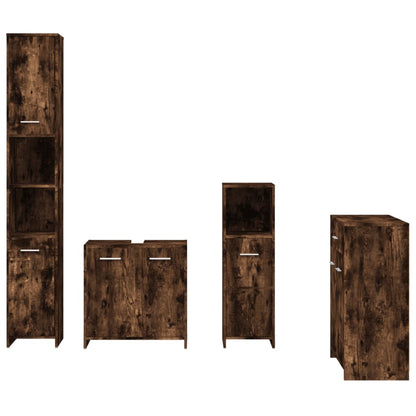 vidaXL 4-tlg. Badmöbel-Set Räuchereiche Holzwerkstoff
