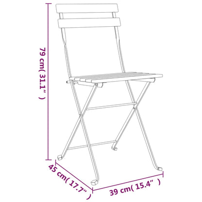 vidaXL Bistrostühle 4 Stk. Klappbar Massivholz Teak und Stahl