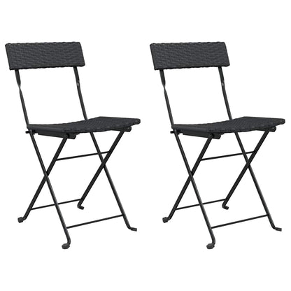 vidaXL Bistrostühle 2 Stk. Klappbar Schwarz Poly Rattan und Stahl