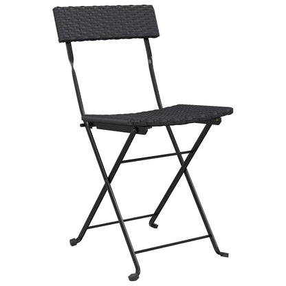 vidaXL Bistrostühle 2 Stk. Klappbar Schwarz Poly Rattan und Stahl