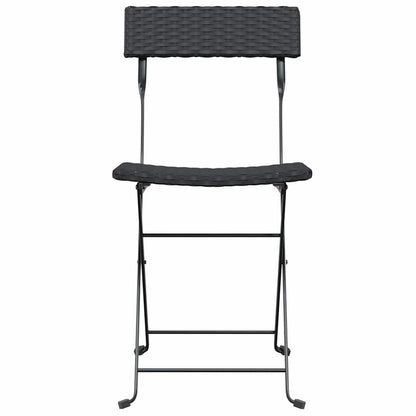vidaXL Bistrostühle 2 Stk. Klappbar Schwarz Poly Rattan und Stahl