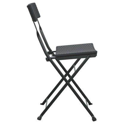 vidaXL Bistrostühle 2 Stk. Klappbar Schwarz Poly Rattan und Stahl