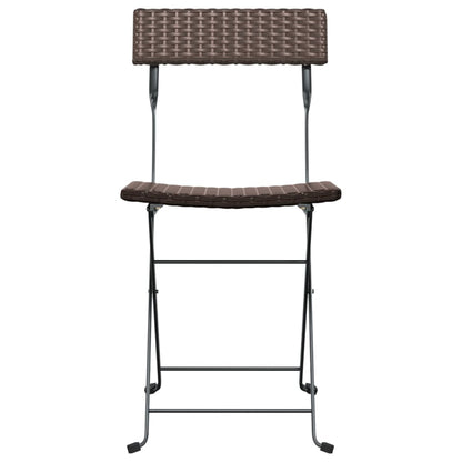 vidaXL Bistrostühle 2 Stk. Klappbar Braun Poly Rattan und Stahl