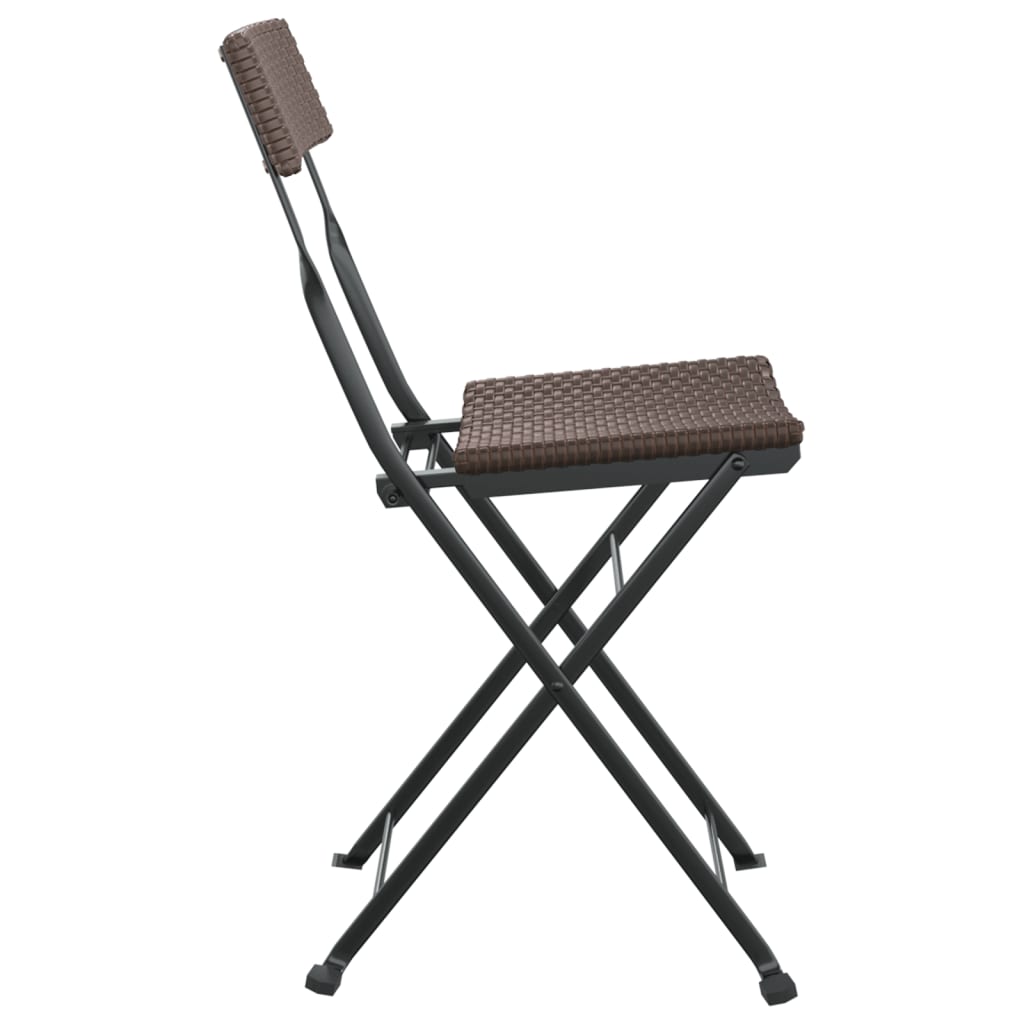 vidaXL Bistrostühle 2 Stk. Klappbar Braun Poly Rattan und Stahl