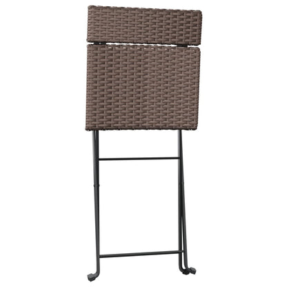 vidaXL Bistrostühle 2 Stk. Klappbar Braun Poly Rattan und Stahl