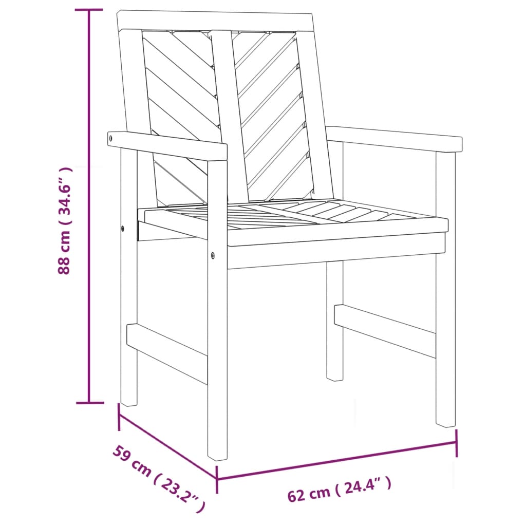 vidaXL Garten-Essstühle 3 Stk. Massivholz Akazie