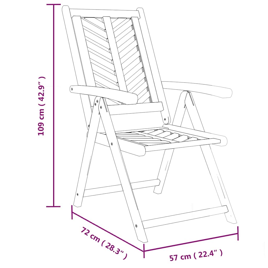 vidaXL Chaises de jardin réglables 2 pcs. Bois d'acacia massif