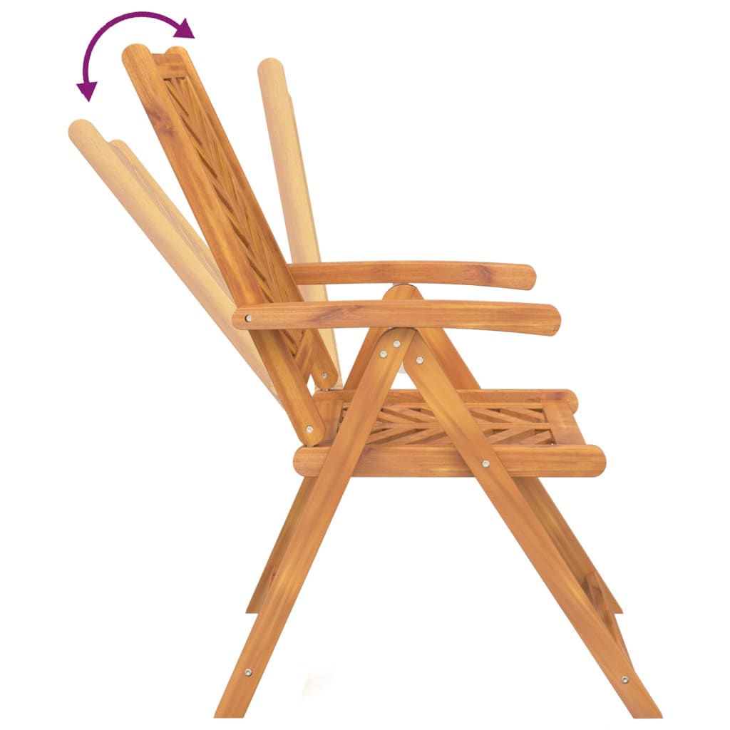 vidaXL Chaises de jardin réglables 3 pcs Bois d'acacia massif