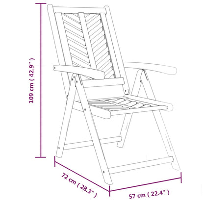 vidaXL Chaises de jardin réglables 3 pcs Bois d'acacia massif