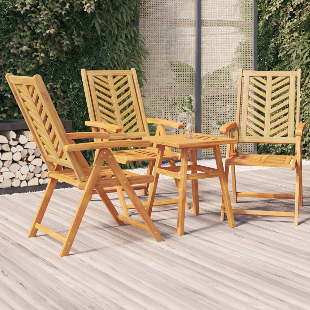 vidaXL Chaises de jardin réglables 3 pcs Bois d'acacia massif