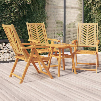 vidaXL Chaises de jardin réglables 3 pcs Bois d'acacia massif