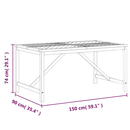 vidaXL Garten-Esstisch 150x90x74 cm Massivholz Akazie