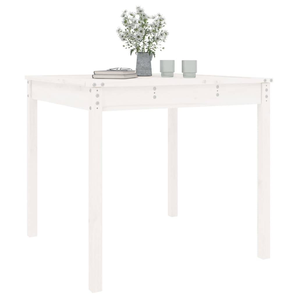 vidaXL Table de jardin blanc 82,5x82,5x76 cm Bois de pin massif