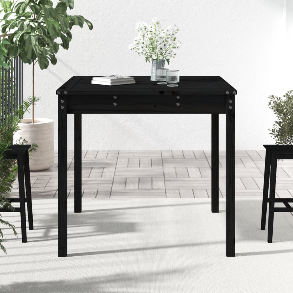 vidaXL Table de jardin noire 82,5x82,5x76 cm en pin massif