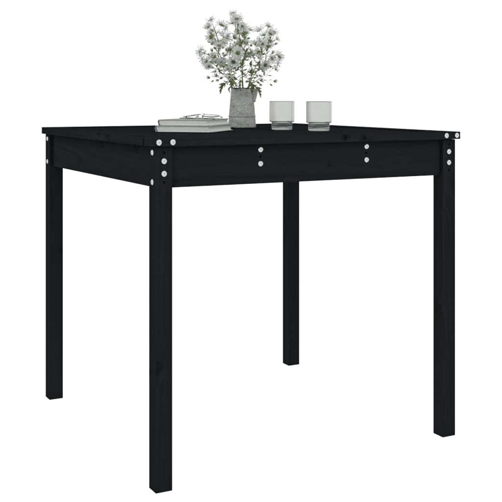 vidaXL Table de jardin noire 82,5x82,5x76 cm en pin massif