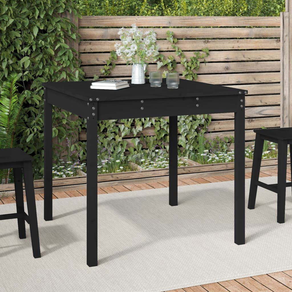 vidaXL Table de jardin noire 82,5x82,5x76 cm en pin massif