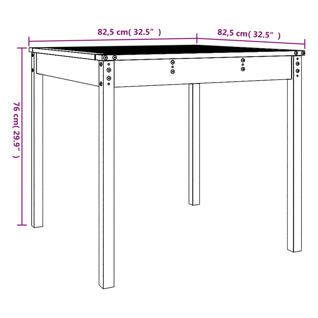 vidaXL Gartentisch 82,5x82,5x76 cm Massivholz Douglasie