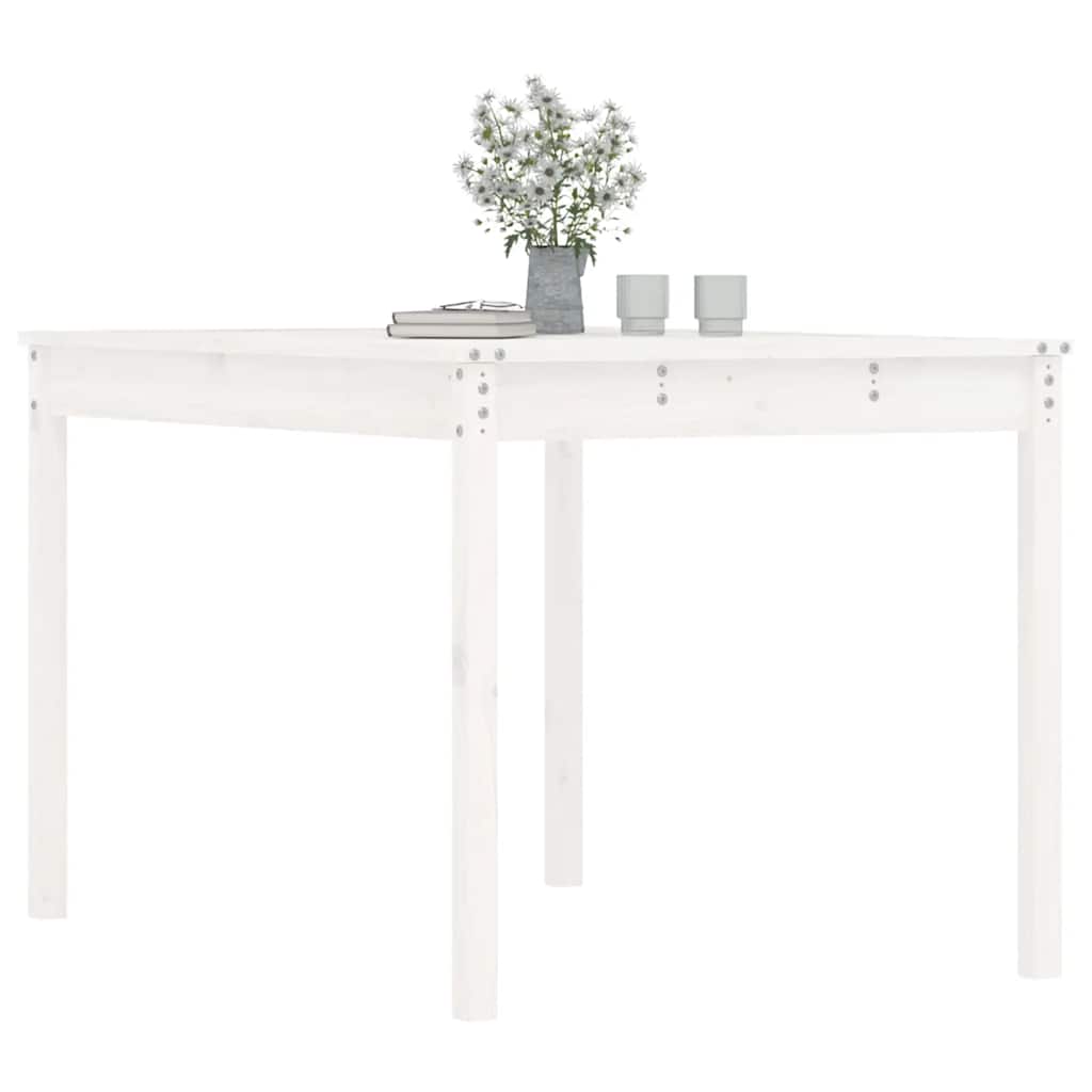 vidaXL Gartentisch Weiß 121x82,5x76 cm Massivholz Kiefer