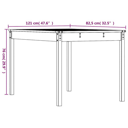 vidaXL Gartentisch Weiß 121x82,5x76 cm Massivholz Kiefer