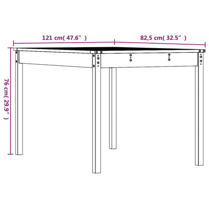 vidaXL Gartentisch Grau 121x82,5x76 cm Massivholz Kiefer