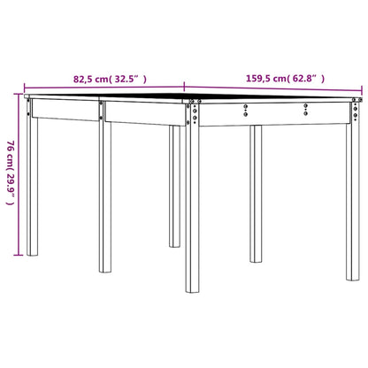 vidaXL Gartentisch Schwarz 159,5x82,5x76 cm Massivholz Kiefer