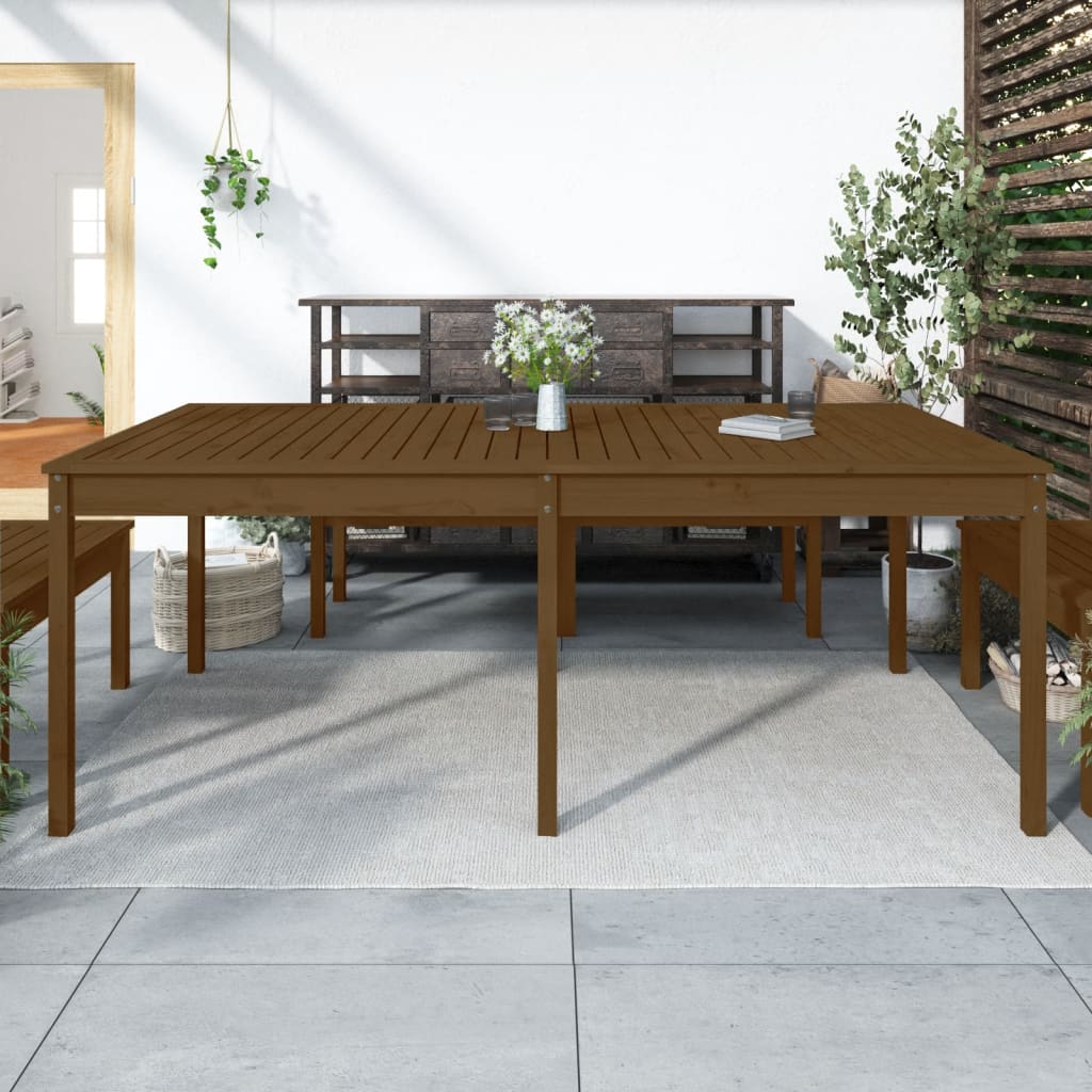 vidaXL Table de jardin marron miel 203,5x100x76 cm pin massif