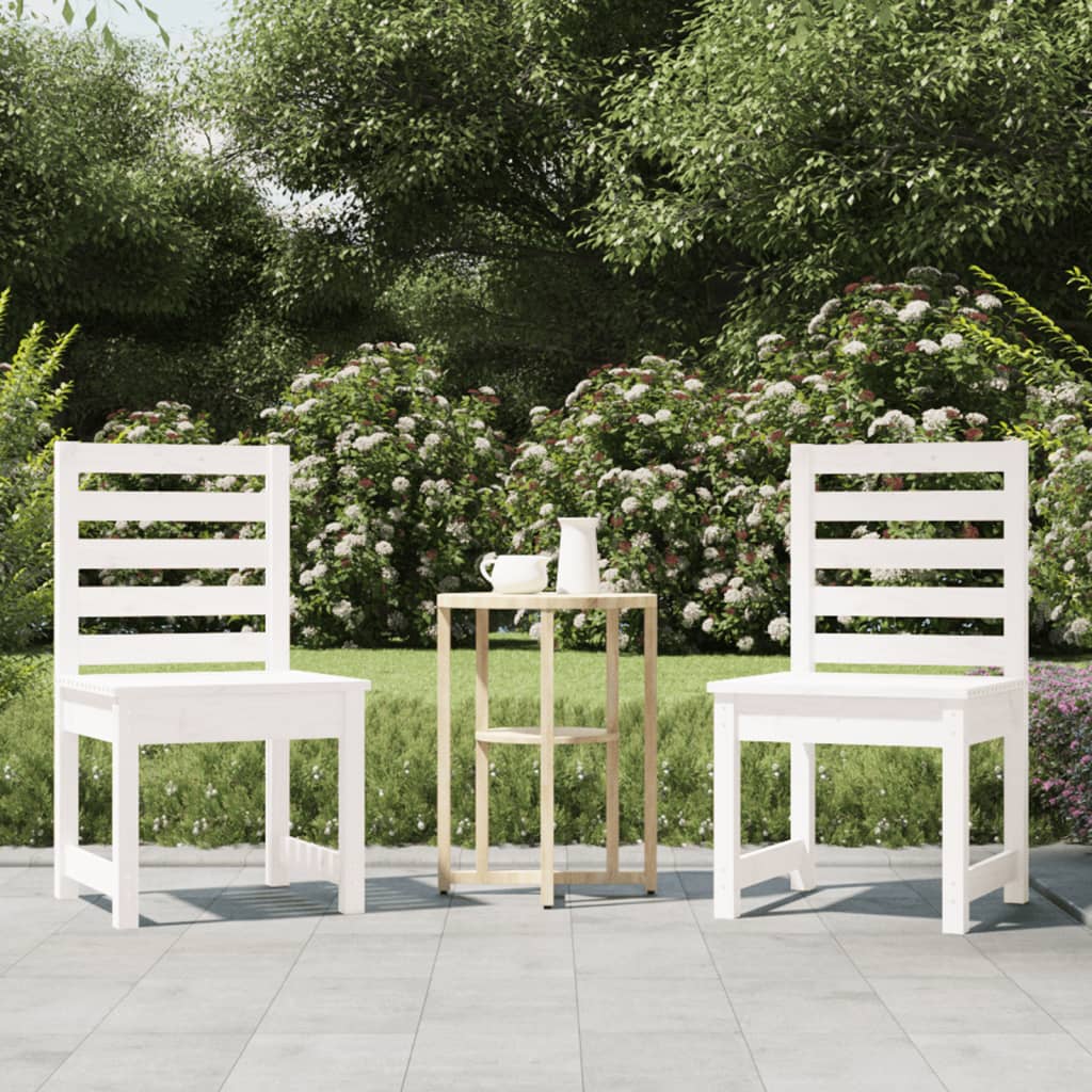 vidaXL Gartenstühle 2 Stk. Weiß 50x48x91,5 cm Massivholz Kiefer