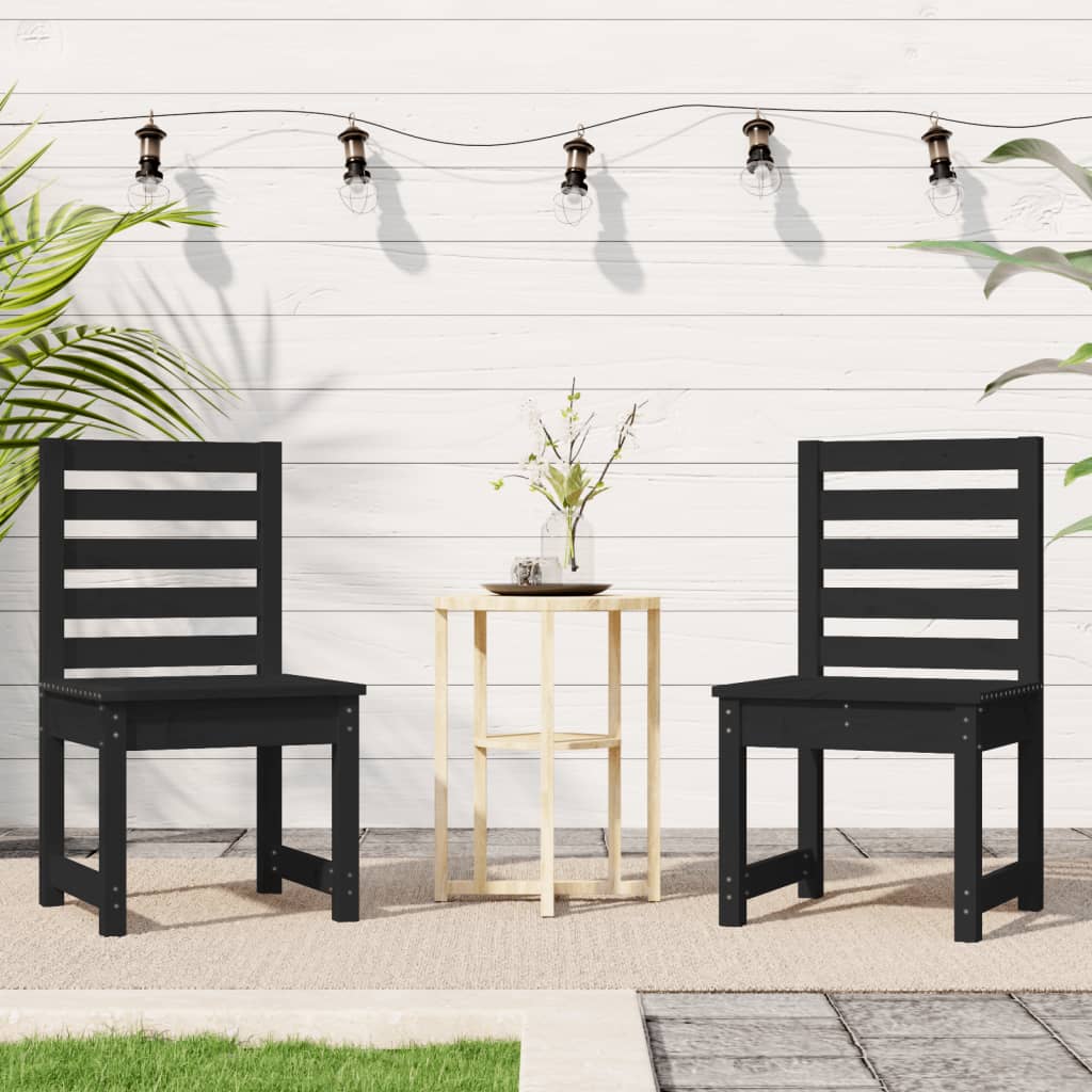 vidaXL Gartenstühle 2 Stk. Schwarz 50x48x91,5 cm Massivholz Kiefer