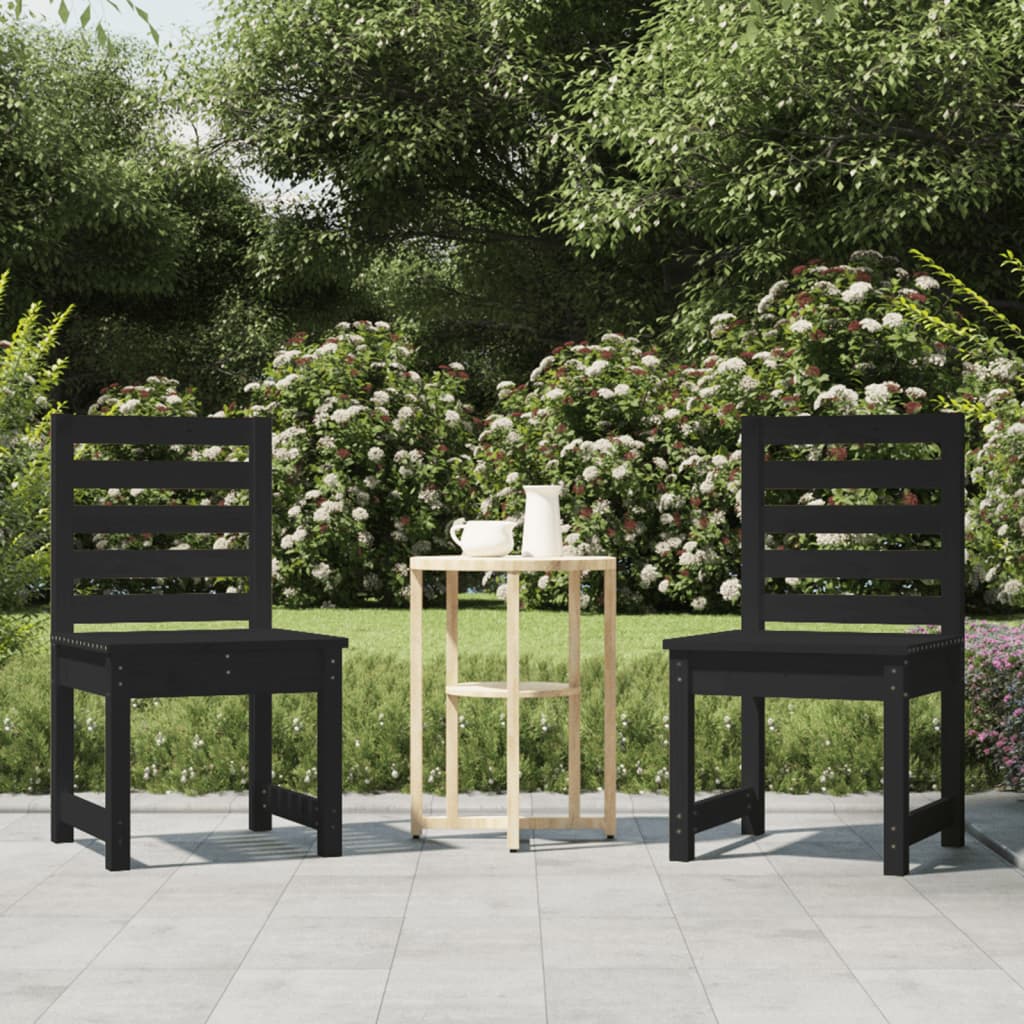 vidaXL Gartenstühle 2 Stk. Schwarz 50x48x91,5 cm Massivholz Kiefer