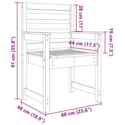 vidaXL Gartenstühle 2 Stk. 60x48x91 cm Massivholz Kiefer