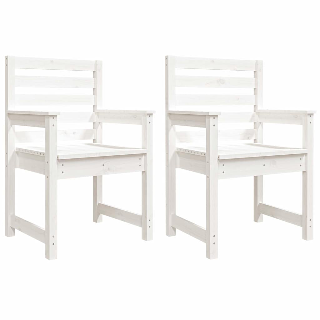 vidaXL Gartenstühle 2 Stk. Weiß 60x48x91 cm Massivholz Kiefer