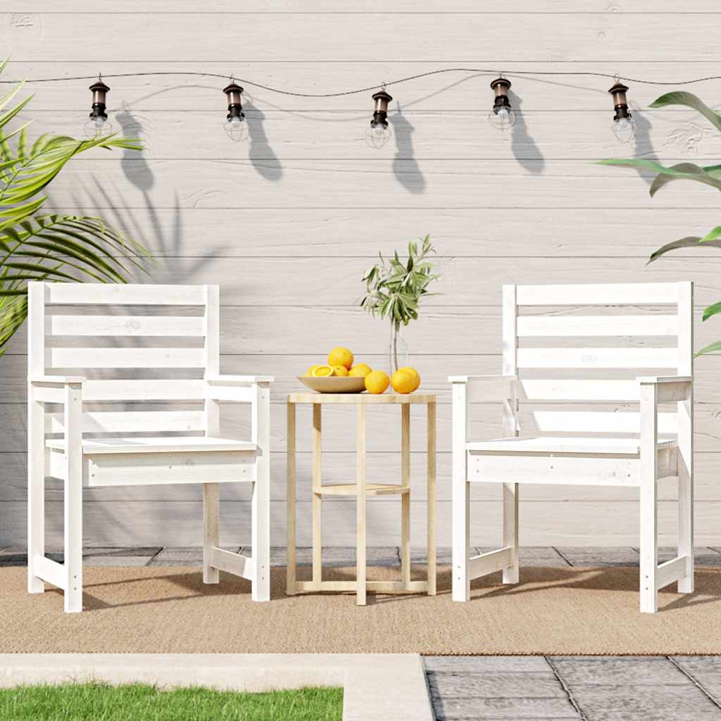 vidaXL Gartenstühle 2 Stk. Weiß 60x48x91 cm Massivholz Kiefer