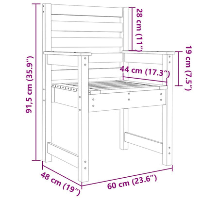vidaXL Gartenstühle 2 Stk. Weiß 60x48x91 cm Massivholz Kiefer
