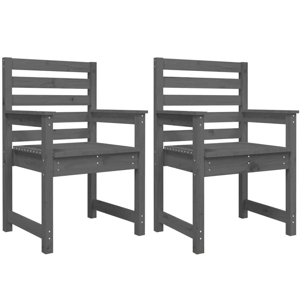 vidaXL Gartenstühle 2 Stk. Grau 60x48x91 cm Massivholz Kiefer