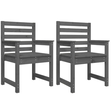 vidaXL Gartenstühle 2 Stk. Grau 60x48x91 cm Massivholz Kiefer