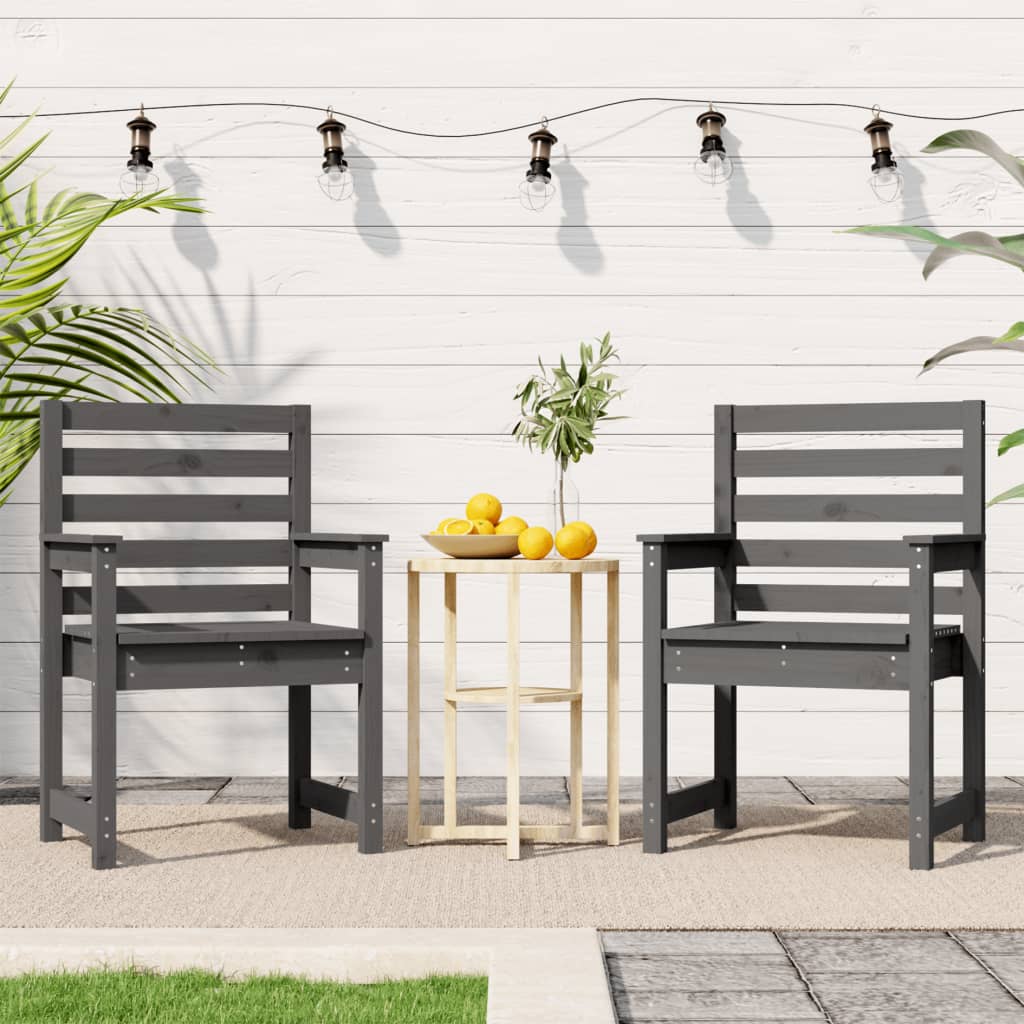 vidaXL Gartenstühle 2 Stk. Grau 60x48x91 cm Massivholz Kiefer
