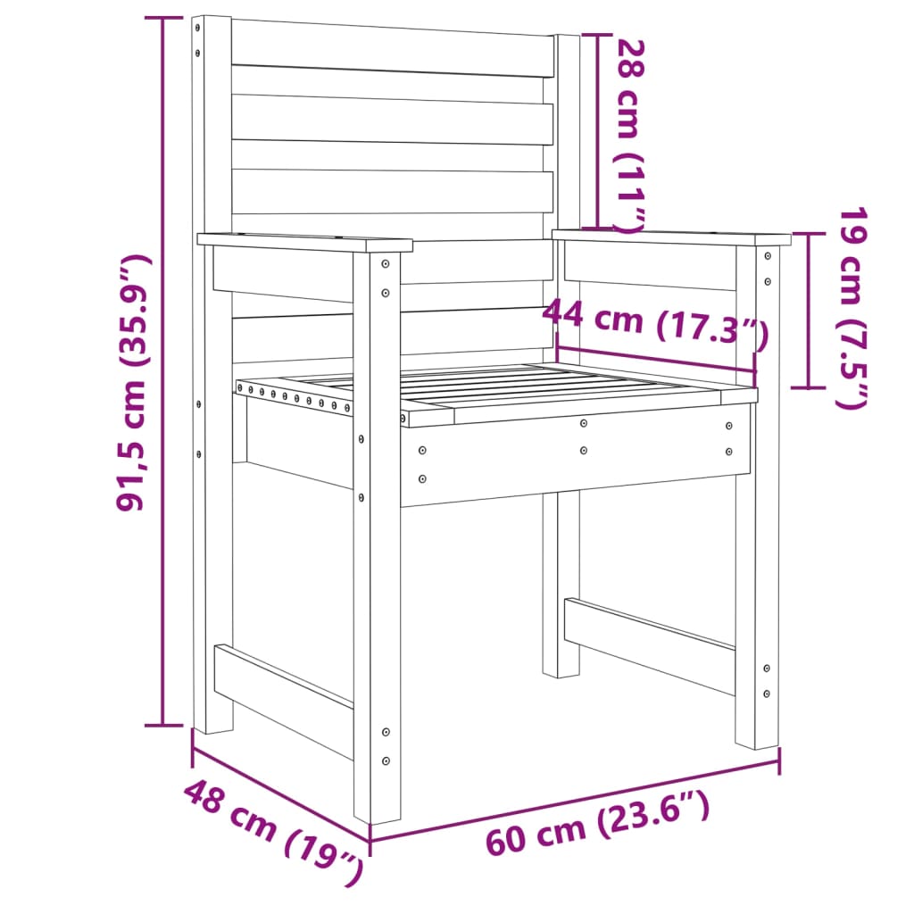 vidaXL Gartenstühle 2 Stk. Grau 60x48x91 cm Massivholz Kiefer